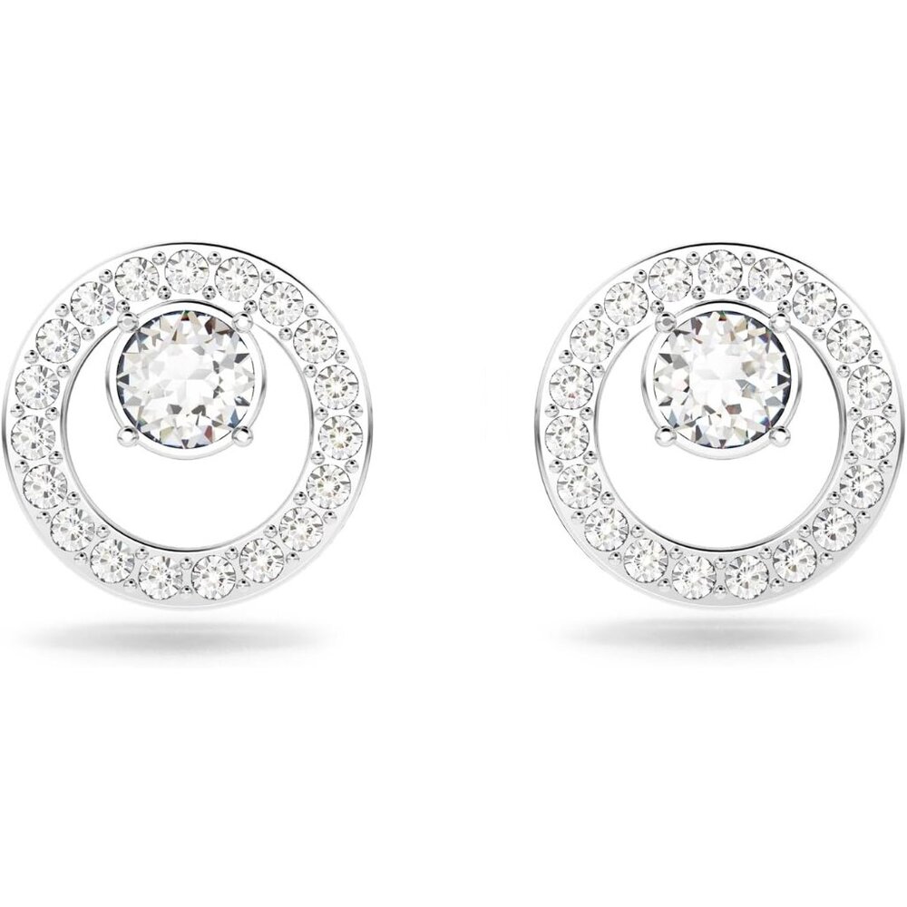 Women Silver Color Circle Necklace, Earrings, And Bracelet Jewelry Collection